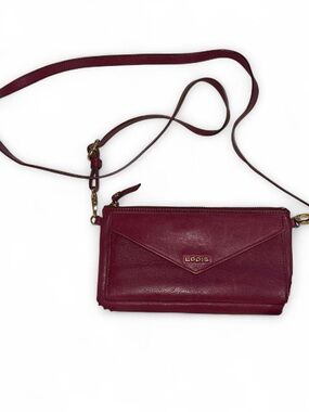 Lodis Pebbled Leather Crossbody Wallet - Burgundy